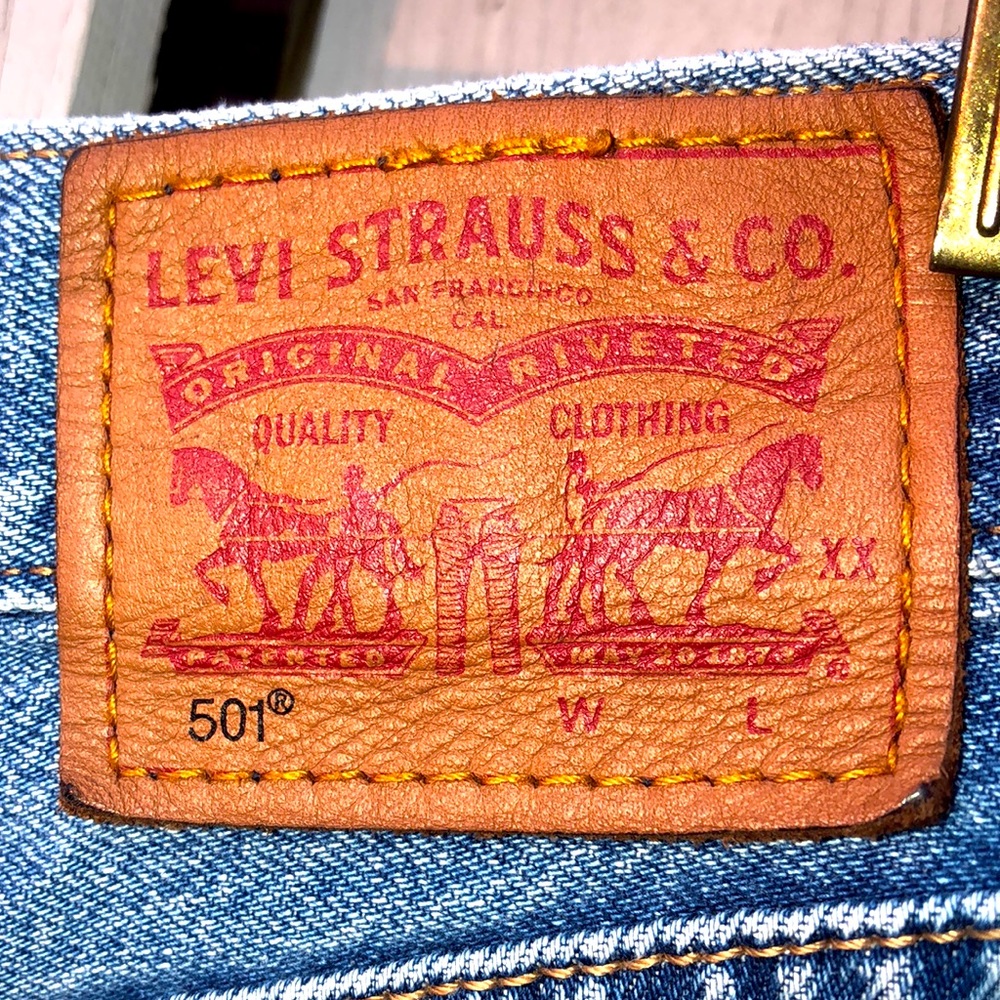Vintage Levi’s 501 Customized Embroidered Horse Daisy Patchwork RARE - Picture 4 of 13